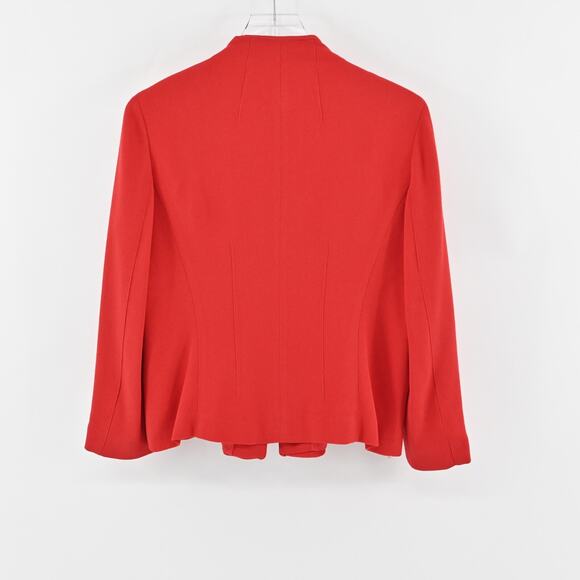 Vtg EMANUEL UNGARO Jacket Womens Size 8 Petite Solid Red Full Zip Blazer Classic - Picture 4 of 14